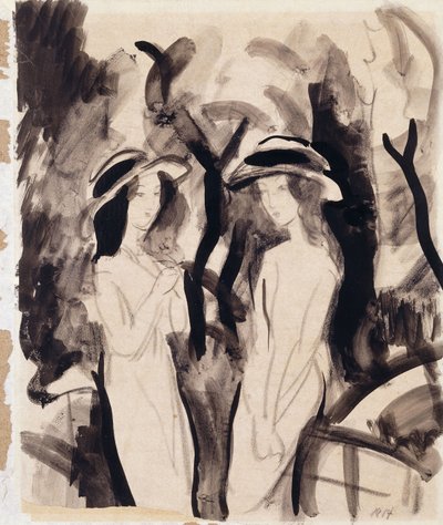 Duas garotas; Duas meninas, 1914 de August Macke