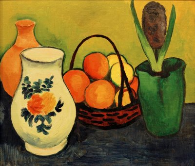 Jarra branca com frutas azuis de August Macke