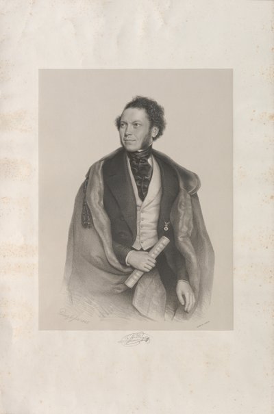 Retrato do compositor e maestro Gottfried von Preyer 1807-1901, 1845. de August Prinzhofer