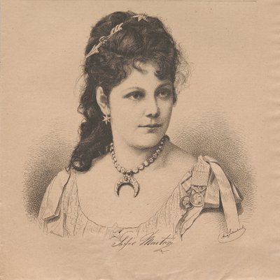 Retrato da pianista e compositora Sophie Menter 1846-1918, 1883. de August Schubert