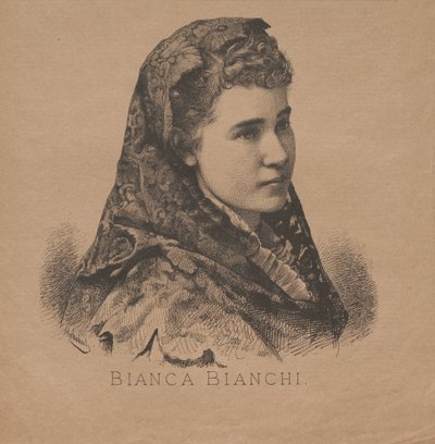 Retrato da cantora de ópera Bianca Bianchi 1855-1947, 1879. de August Schubert
