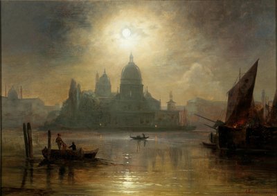 Veneza, uma noite de luar sobre Santa Maria della Salute de August Seidel
