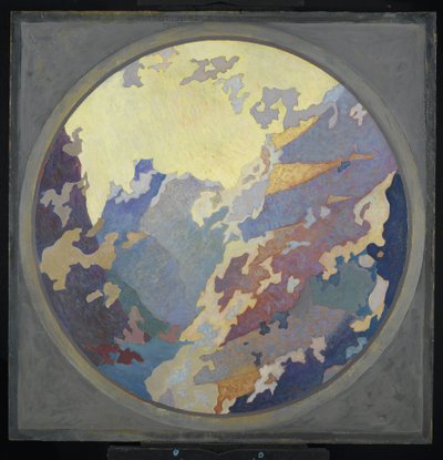 Canyon, c.1931 (óleo sobre tela sobre papelão) de August Vincent Tack