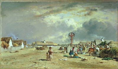 O mercado em Szolnol, Hungria de August Xaver Karl von Pettenkofen