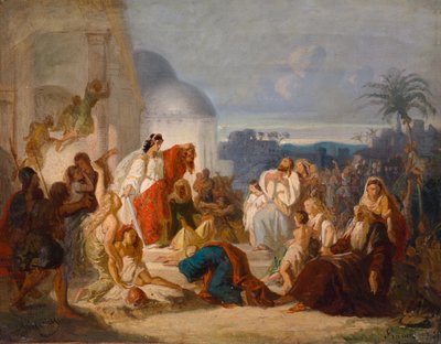 Alemão: Judite mostra aos betulianos a cabeça cortada de Holofernes de August von Heckel