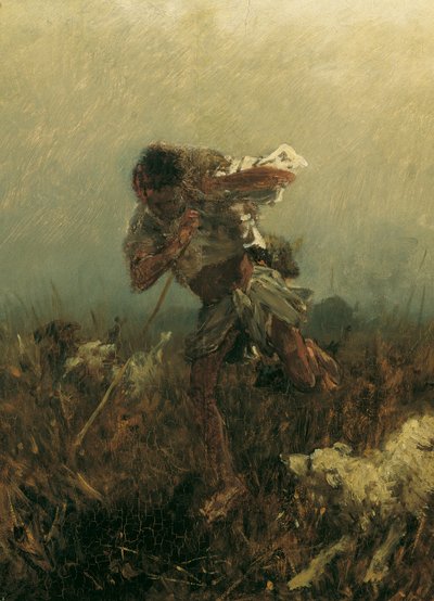Rapaz perseguido por cães de August von Pettenkofen
