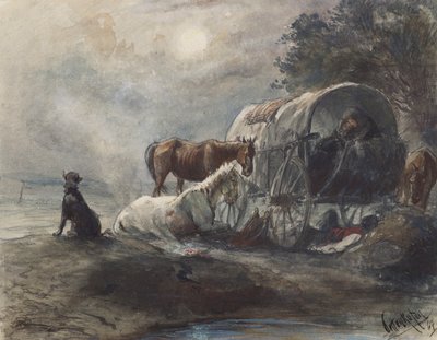 Pernoitar num vagão coberto de August von Pettenkofen