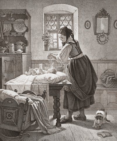 O Toilette. creche do século 19. de Augusta Ludwig