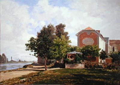 O Cabaret Maurice em Bougival (óleo a bordo) de Auguste Paul Charles Anastasi
