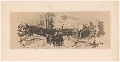 Soldados numa carroça puxada por cavalos durante a guerra franco-alemã
Baterie Millau, Route d