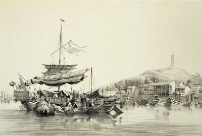 Hong Shang, placa 17 de &39;Esboços da China&39;, gravada por Eugene Ciceri (1813-90) 1842 (litografia tingida) de Auguste Borget