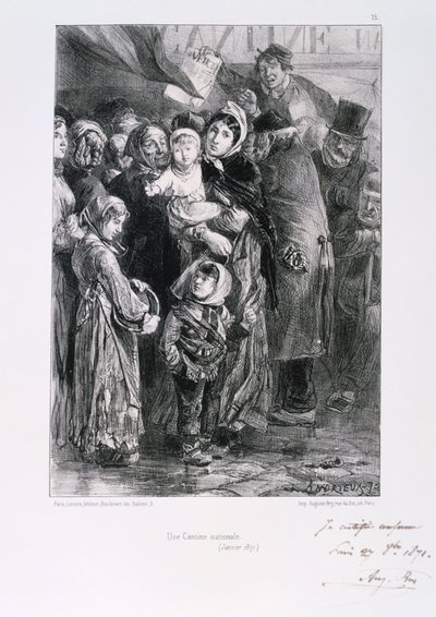 Cantine Nationale, Cerco a Paris, Guerra Franco-Prussiana, janeiro de 1871 de Auguste Bry