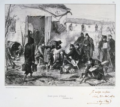 Posto de guarda avançado francês em Cretail, cerco de Paris, guerra franco-prussiana, dezembro de 1870 1872 de Auguste Bry