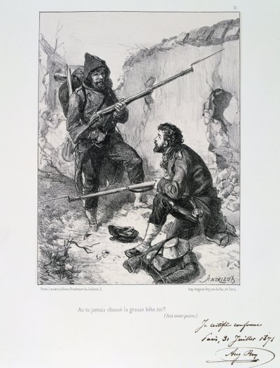 Nas trincheiras, cerco de Paris, guerra franco-prussiana, 1870-1871 1871 de Auguste Bry