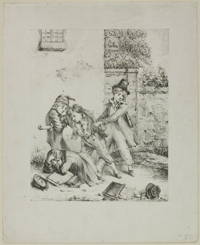 Estudantes brigando de Auguste Bry