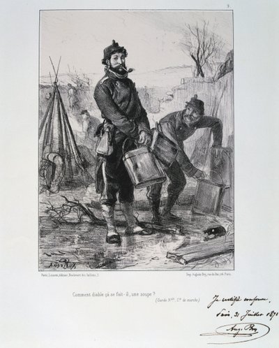Soldados da Garde Nationale, cerco de Paris, 1870-1871 de Auguste Bry