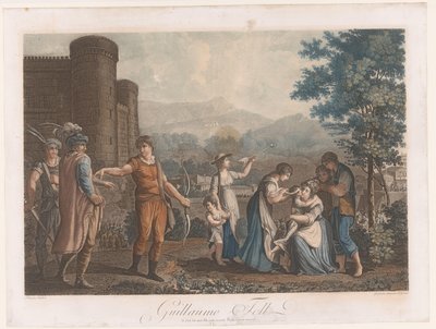 Willem Tell depois de atirar na maçã Guillaume Tell (título no objeto) de Auguste Claude Simon Legrand