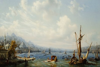 Barcos no Bósforo, fora de Constantinopla, 1846 de Auguste Etienne Francois Mayer