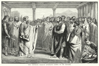 O Imperador Marcus Aurelius vem para ser ensinado (gravura) de Auguste Francois (after) Laby
