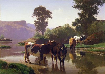 Gado por um lago de Auguste Francois Bonheur