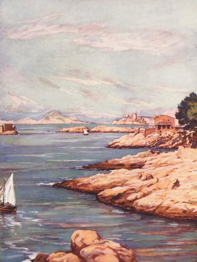 França: La Corniche A Marseille (litografia a cores) de Auguste Gerardin
