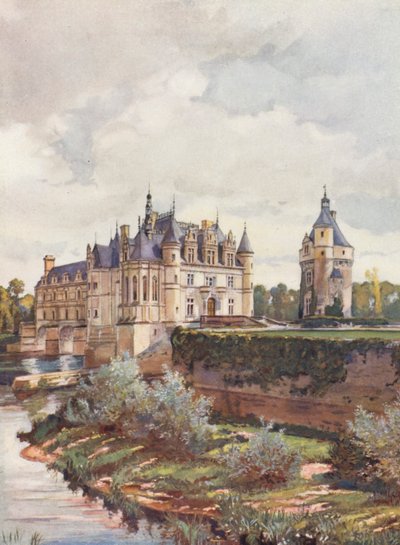 França: Le Chateau De Chenonceaux (litografia a cores) de Auguste Gerardin