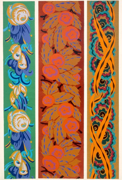 Ilustração 6, a partir de «Formas e cores: vinte placas de cor contendo sessenta e sete motivos decorativos», 1921 (impressão a estêncil) de Auguste H. Thomas