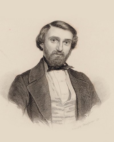 Retrato do compositor Giuseppe Verdi 1813-1901, c. 1850. de Auguste Hüssener