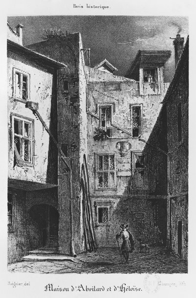 A Casa de Heloísa e Abelardo, ilustração da &39;Paris historique&39;, de Auguste Jacques Regnier