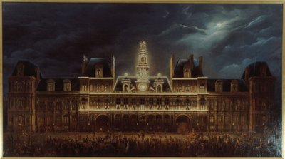 Iluminação do Hôtel de Ville para o Dia do Rei, 1 de maio de Auguste Jean Simon Roux