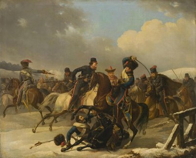 Cossacos perseguiram soldados franceses em retirada, 1812, 1827 de Auguste Joseph Desarnod