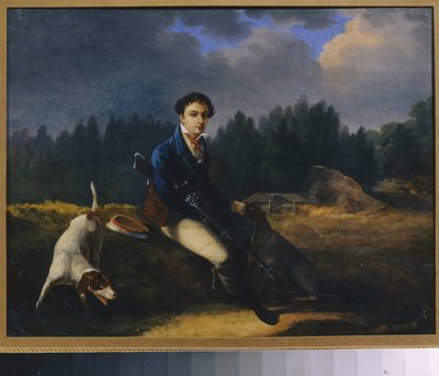 Retrato de Nikita Vsevolzhsky (1799-1862), fundador da Green Lamp Society. (sociedade literária russa). Pintura de Auguste Joseph Desrnod (1788-1840), óleo sobre tela de Auguste Joseph Desarnod