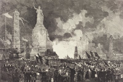 14 de julho. Iluminação da Place de la République, 1883. de Auguste Lepere