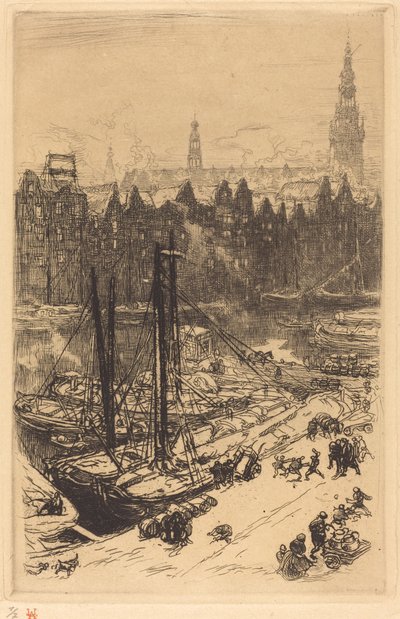 Amsterdã vista do Victoria Hotel (Amsterdamvue de Victoria Hotel) de Auguste Lepere
