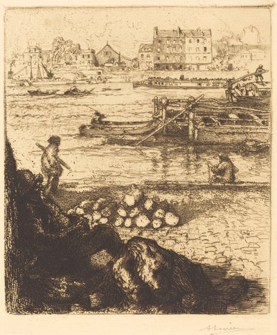 Dockman, Pier at La Gare (Le debardeur, quai de La Gare) de Auguste Lepere