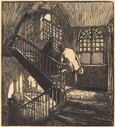 Escadaria da casa onde ficava o Chateau Rouge, publicada em 1901. de Auguste Lepere