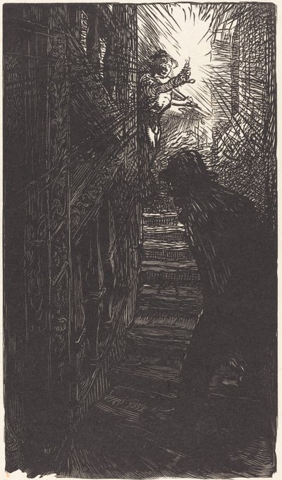 Escada esculpida rue Boutebrie de Auguste Lepere