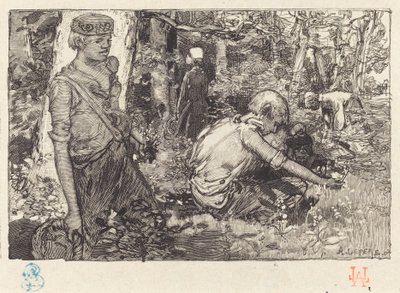 Colheita de lírio de maio (La cueillette du muguet) de Auguste Lepere