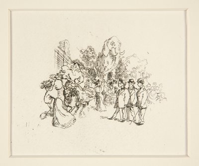 Lady montando vaca, outras figuras e elefante de Auguste Lepere