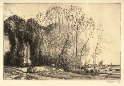 Paisagem com duas figuras (gravura) de Auguste Lepere