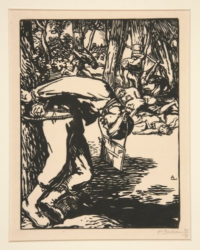 Os Francos-Tireurs (Sharpshooters), de A Guerra de 1914, primeira série, no. 11 de Auguste Lepere