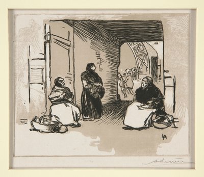 Mercadores com Cestos, Rue Montorgueil (Mercadores com Cestos, Rue Montorgueil) de Auguste Lepere