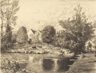 Antiga Passarela, Margens do Pequeno Morin Antiga ponte pedonal, margens do Pequeno Morin, 1915. de Auguste Lepere