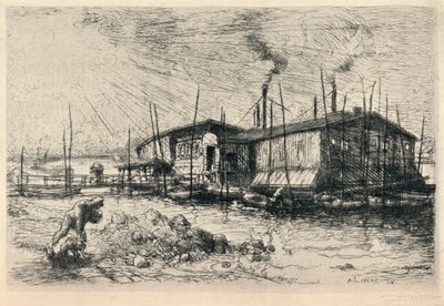 Barcos de lavagem antigos em Grenelle, 1915 de Auguste Louis Lepère