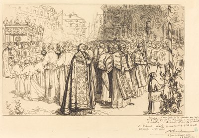 Retorno da Procissão à Catedral de Nante (Rentree de la Procession a la Cathedral de Nantes) de Auguste Lepere