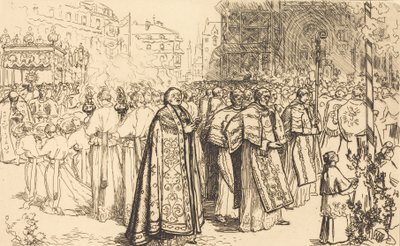 Retorno da Procissão à Catedral de Nantes Rentree da Procissão à Catedral de Nantes, 190 de Auguste Lepere