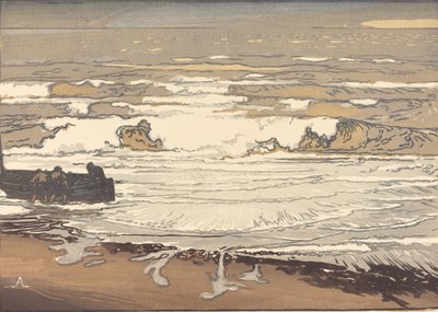 Ondas desfraldadas, enchente de setembro de 1901 Les Vagues deferlent, 1901. de Auguste Lepere
