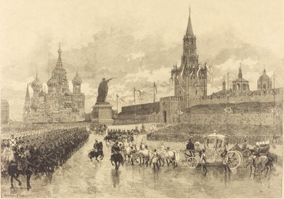 A coroação do czar. O Cortejo Imperial atravessa a Place Royale de Auguste Lepère and Auguste Gérardin