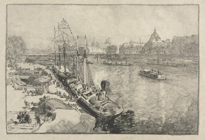 [Grande Navio a Vapor na Doca, Paris] de Auguste Louis Lepère