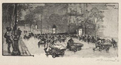 O Boulevard, na esquina do Faubourg Montmartre de Auguste Louis Lepère